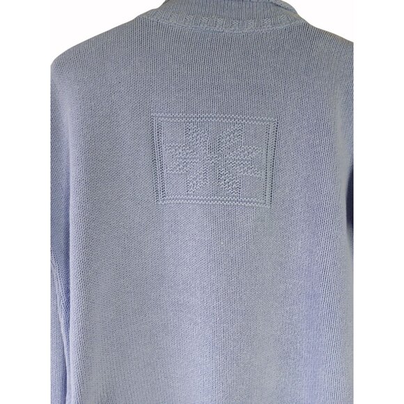 Basic Editions Vintage Light Blue Knit Pullover Sweater Snowflake Pattern Size L - Picture 7 of 15